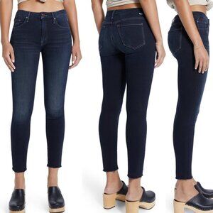 Mother Jean Womens 25 The Looker Ankle Fray Coffee Tea or Me Dark Blue